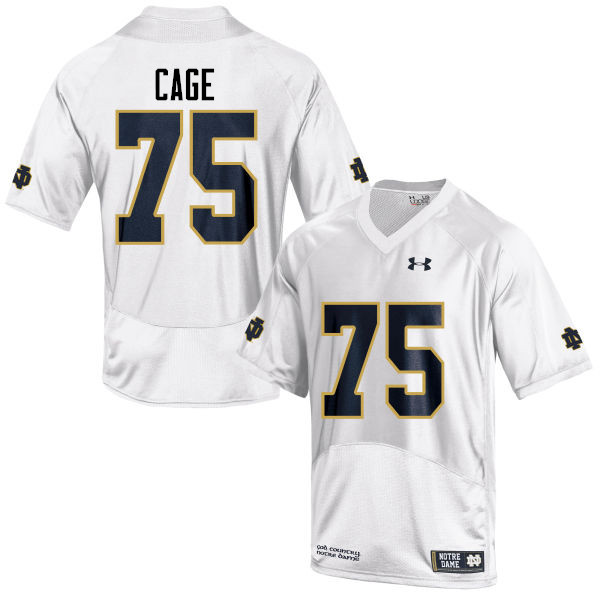 Men #75 Daniel Cage Notre Dame Fighting Irish College Football Jerseys-White